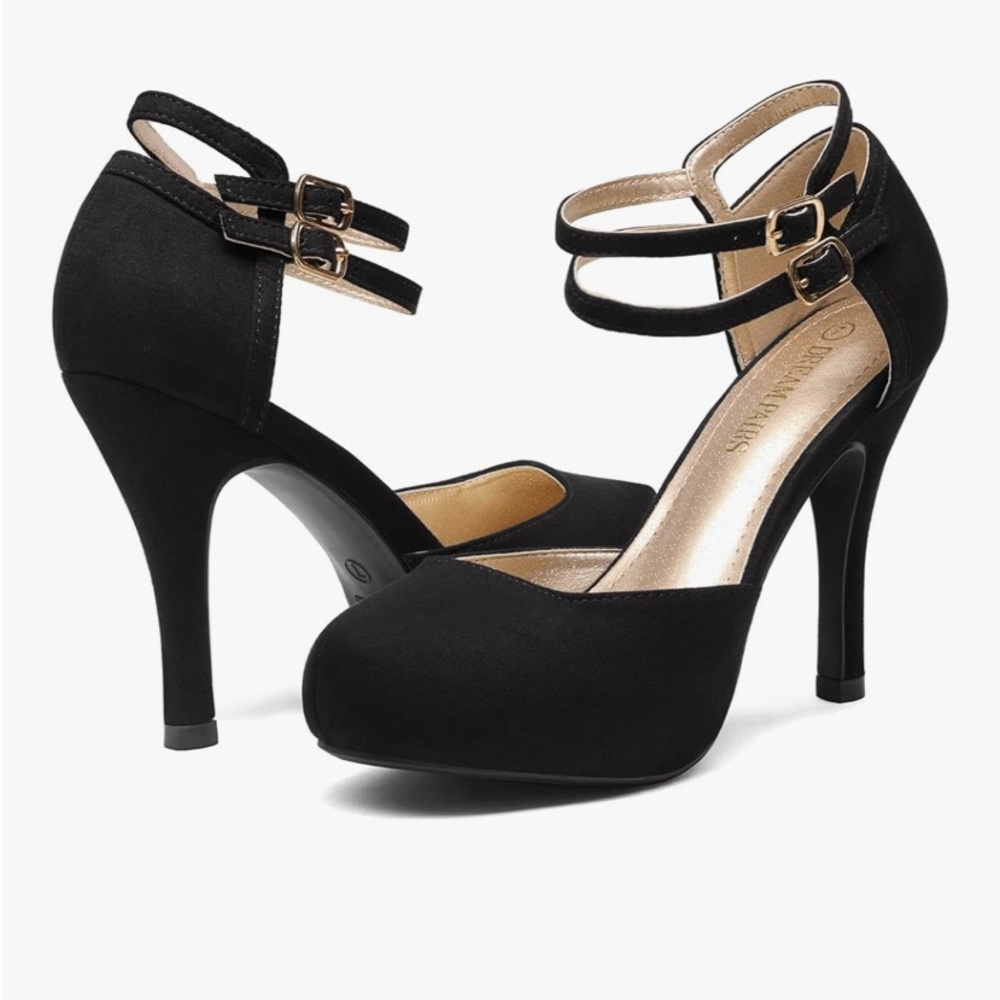DREAM PAIRS Mary Jane Women's Black Triple-Strap High Heel Pumps size 10